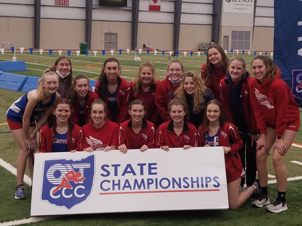 The Carroll Girls Indoor Track and Field team at the 2021 State Championships