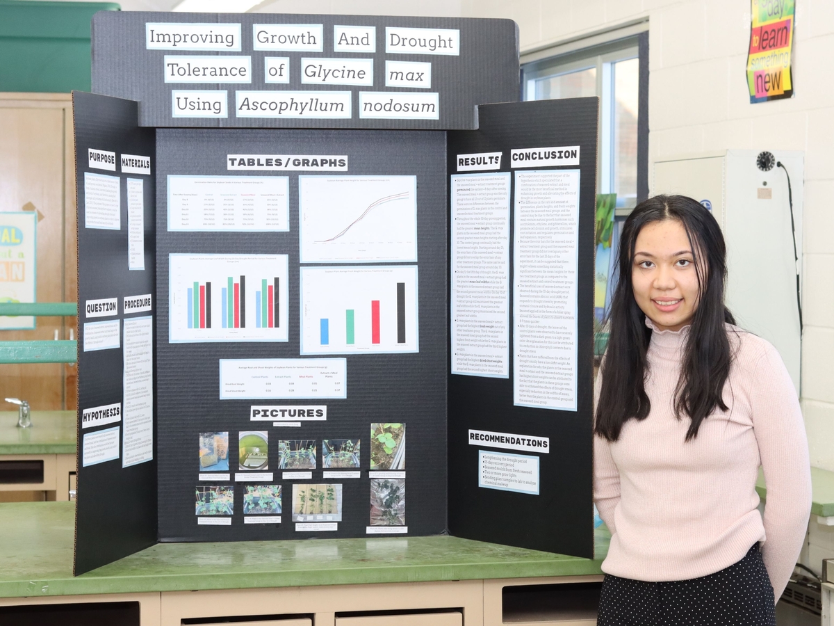 A Carroll High School student presents STEM research at Science Day