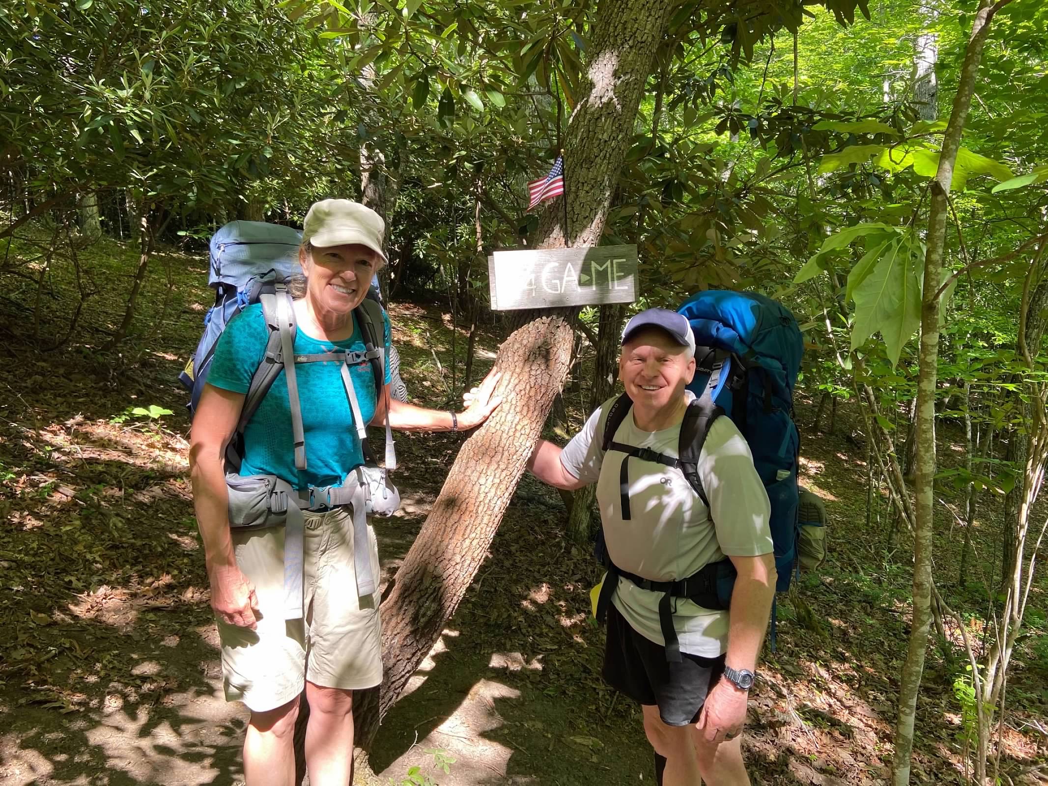 Jean (Geiger) Bussell '74 with her husband Buddy on the Appalachian Trail